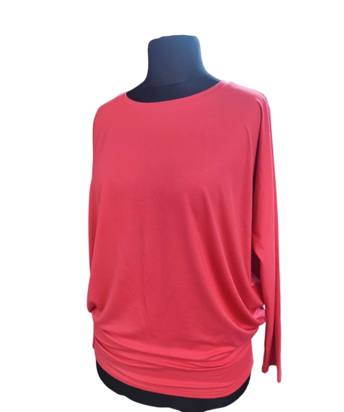 Bluzka Eveline dla puszystej - luźny fason oversize koralowa